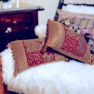 Croscill Home Bedding Throw Pillows Galleria Red Gold Set of 2 Boudoir Pillows